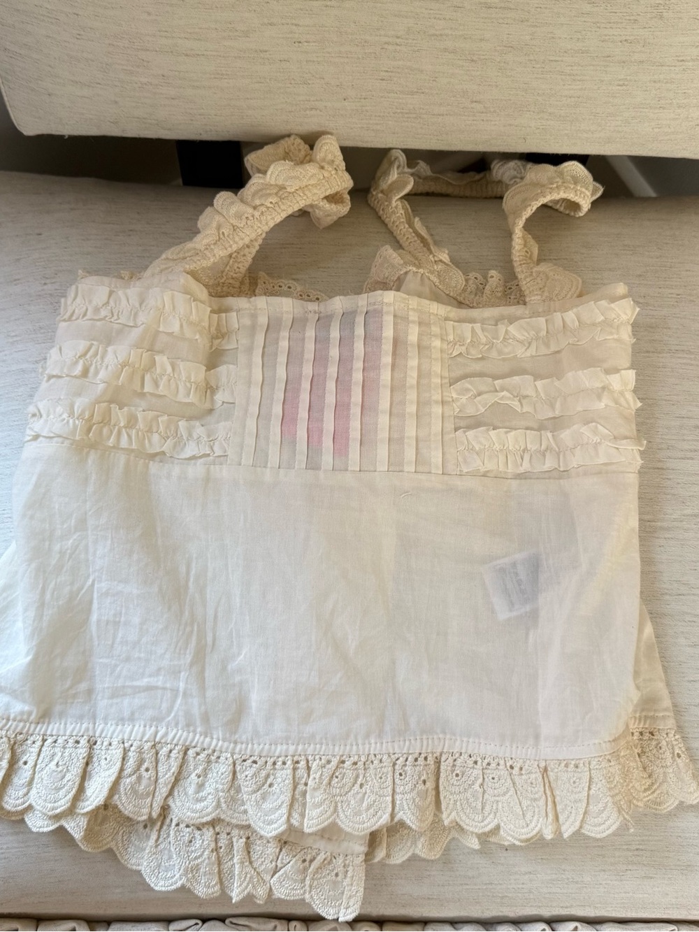 Edikted Cream Ruffle Lace-Trim Tank - Picture 8 of 9